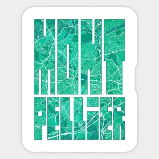 Montpellier, France City Map Typography - Watercolor Sticker